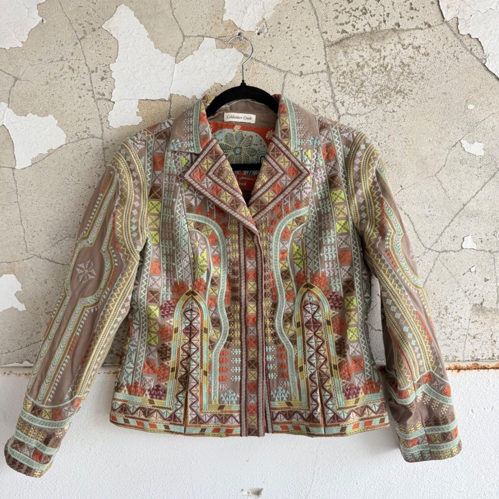 Coldwater Creek Embroidered Jacket Boho Aztec Bohemian Southwestern Blazer 12 - Picture 12 of 12